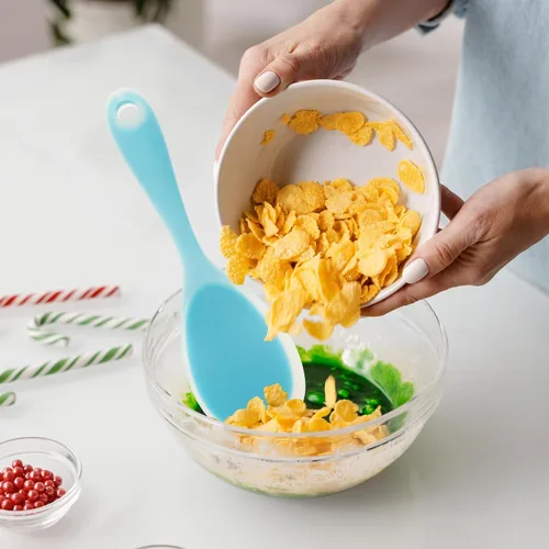 Miniatura 7 de SHOWERORO 2 cucharas de arroz de silicona resistentes al desgaste compactas para cocina, hogar y restaurante, fácil de limpiar y diseño ergonómico