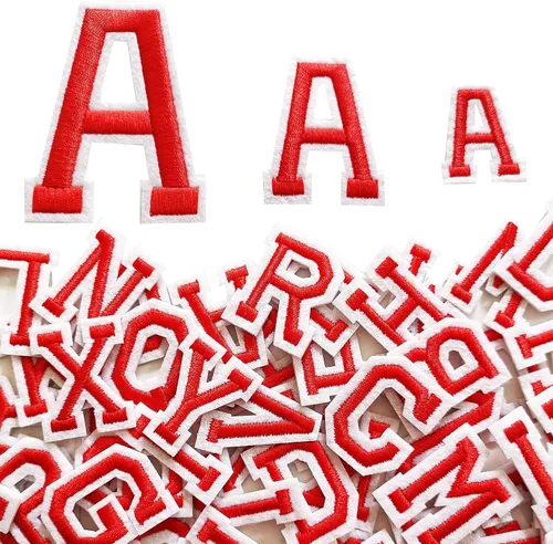 Miniatura 25 de Parches de letras para planchar de 1.3 pulgadas, 78 piezas, parches bordados del alfabeto A-Z para ropa, chaquetas, sombreros, mochilas, jeans