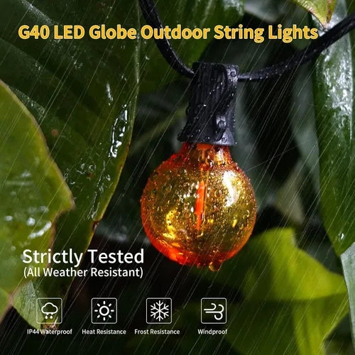 Miniatura 2 de Cadena de luces LED para exteriores de 40 pies, impermeables, G40, luces LED de globo para exteriores para patio con 27 bombillas Edison vintage a