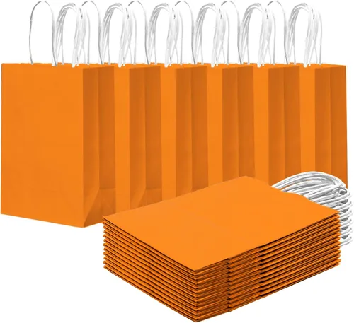 Miniatura 26 de qiqee 24 bolsas de regalo pequeñas con asas a granel de 8.3 x 6 x 3 pulgadas, bolsas de regalo amarillas brillantes, múltiples usos (tamaño pequeño)