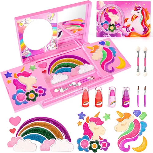 Miniatura 10 de ULOVEME Kit de Maquillaje Real para Niñas - Real, No Tóxico, Juguete de Maquillaje Lavable - Regalo de Juguetes Umicorn para Niñas de 3 4 5 6 7 8 9