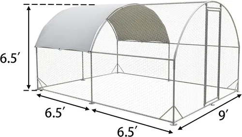 Miniatura 2 de Gallinero de metal grande, refugio para gallineros al aire libre con cubierta resistente al agua y anti-UV, techo de cúpula para aves de corral