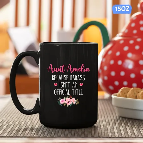 Miniatura 5 de Taza de cerámica personalizada con nombre para tía, regalo para tía, taza de café personalizada con título oficial para tía, regalo de sobrina