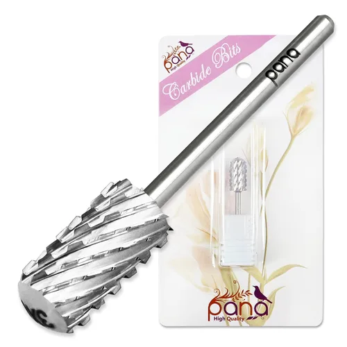 PANA - Broca de carburo de seguridad de 3/32 pulgadas con cabezal grande de punta redonda y lisa para la eliminación de esmalte en gel y acrílico,