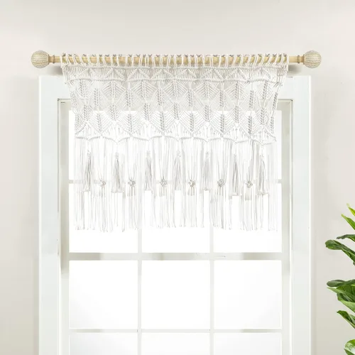 Miniatura 12 de Lush Decor Panel Individual de Cortina de Ventana de Algodón con Borlas de Macramé Boho 40" An x 84" L Neutro - Cortinas de Macramé para Ventanas