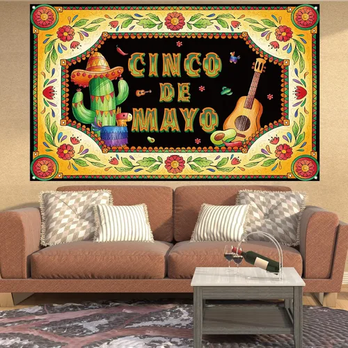 Miniatura 3 de Telón de fondo del Cinco de Mayo para fotografía, cartel mexicano, fiesta, recuerdos de fiesta de Cinco de Mayo, decoraciones y suministros