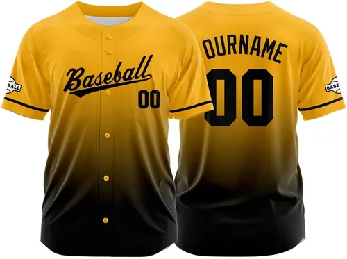 Miniatura 44 de Camiseta de béisbol con degradado personalizado, nombre, número y logotipo personalizados para hombres, mujeres y niños