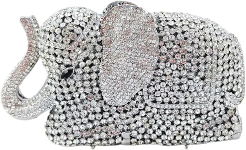 Miniatura 11 de Boutique De FGG Elefante de noche embragues bolsos de mano de metal cristal embrague Minaudiere boda carteras y bolsos nupciales