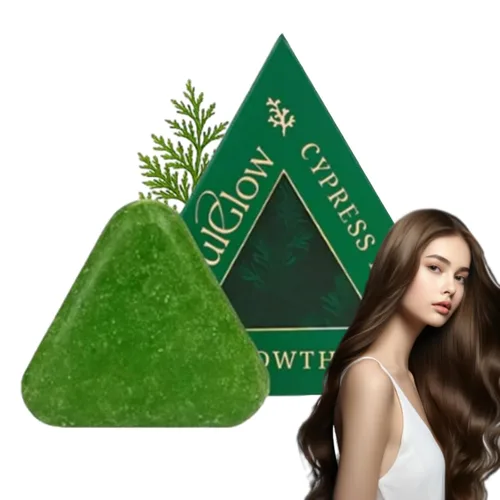 Miniatura 8 de Cypress Leaf - Jabón para el crecimiento del cabello, barra de champú Nature Triangle, barra de champú Usman Grass, limpieza suave y cuidado 2 pzas
