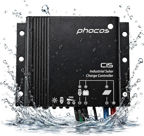Phocos Controlador de carga solar IP68 de 10 amperios, regulador de trabajo automático de 12/24 VCC, sistema de luz solar fuera de la rejilla/para