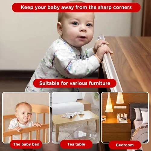 Miniatura 3 de Protector de bordes para bebés, tira protectora de borde transparente, cinta de cubierta de borde afilado, protectores protectores autoadhesivos