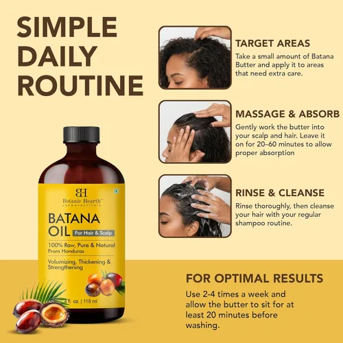 Miniatura 5 de Botanic Hearth Aceite de batana para el crecimiento del cabello y aceites de tratamiento capilar, 4 onzas líquidas, aceite de batana inspirado