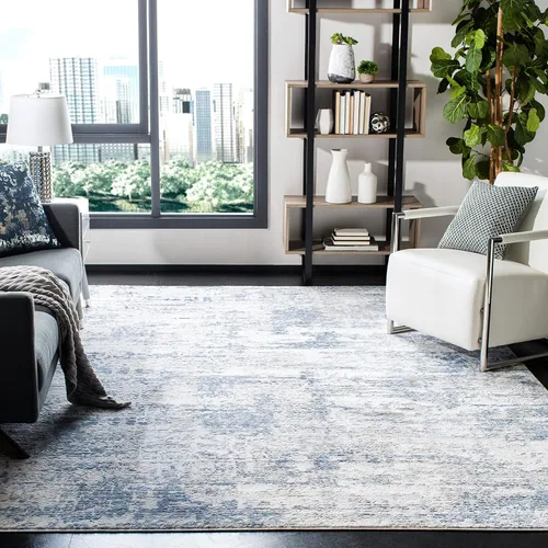 Miniatura 30 de SAFAVIEH Amelia Collection ALA700A - Alfombra decorativa de 2'2" x 4', diseño moderno abstracto, color marfil y azul, no desprende pelusa y de fácil