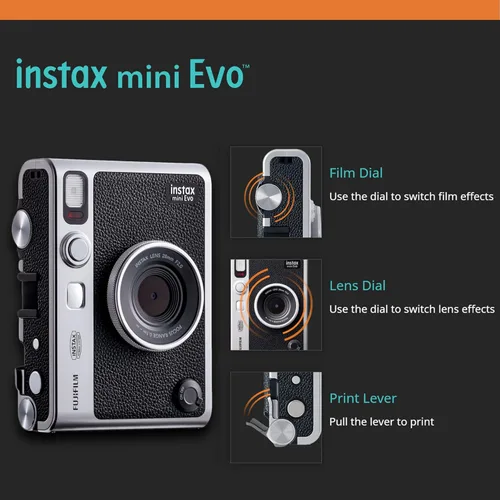Miniatura 5 de Fujifilm Instax Mini EVO Paquete de cámara instantánea híbrida con funda compatible con Fujifilm Instax Mini EVO + Fujifilm Instax Mini Twin Pack