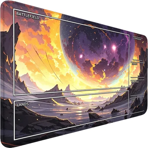Miniatura 14 de MTG - Tapete de juego con zonas, bordes cosidos, tapete MTG para TCG de 24 x 14 pulgadas, tapete de juego entintado con bolsa de almacenamiento
