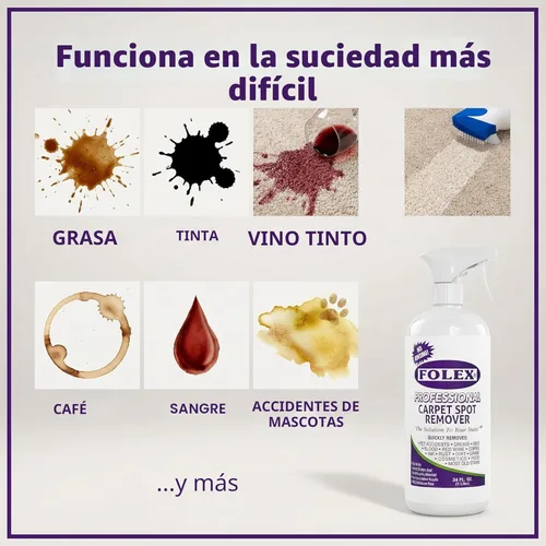 Miniatura 6 de FOLEX Spray limpiador profesional de alfombras de 34 onzas, limpiador de manchas para alfombras y tapicería, removedor de manchas para mascotas