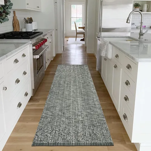 Miniatura 44 de LEEVAN - Alfombras lavables para cocina de 3 x 5 pies, alfombra de color crema para dormitorio, alfombra de algodón tejida para entrada, alfombra