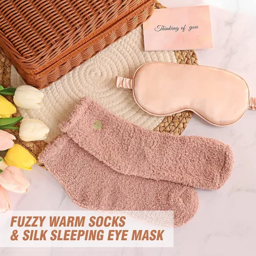 Miniatura 6 de Regalos de cumpleaños para mujeres, cesta de regalo única de feliz cumpleaños, paquete de cuidado personal, ideas de cumpleaños con manta de franela