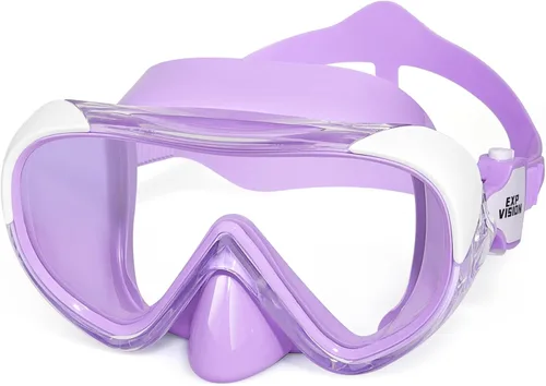 Máscara de natación para niños, máscara de buceo de esnórquel de 180°, gafas de natación antivaho para niños con cubierta para la nariz, gafas de