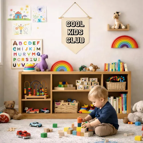 Miniatura 7 de Señal de bandera del Club de Niños Genial - Regalos de arte para bebés recién nacidos, niños y niñas - Decoración de pared con pancarta