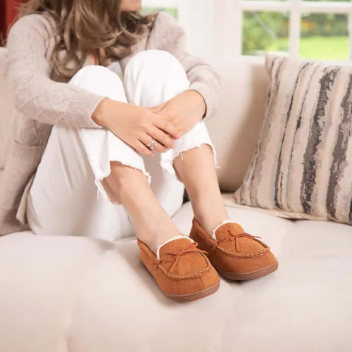 Miniatura 2 de HomeTop Mocasines para mujer, pantuflas de espuma viscoelástica para interiores y exteriores, zapatos para mujer
