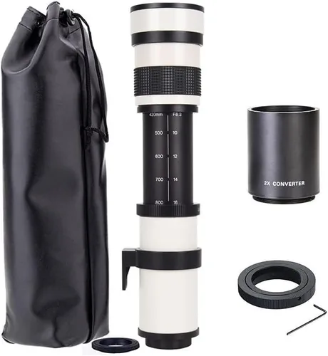 JINTU 420-1600mm F/8.3 Lente de Zoom Telefoto Enfoque Manual para Lentes de Montura EF de Canon 4000D 2000D 1200D T8i T7 T7i T6 T6s T6i T5 T5i 80D