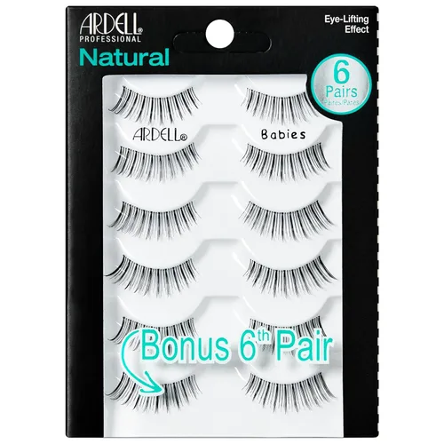 Ardell Pestañas postizas naturales para bebés, color negro, ligeras, cortas y reutilizables, paquete de 1