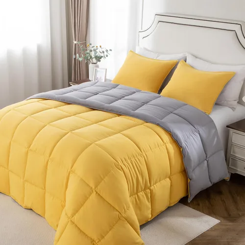 Miniatura 19 de KASENTEX - Juego de edredón individual/individual XL, reversible de doble color, plumón de ganso alternativo, ultrasuave, liviano, lavable a