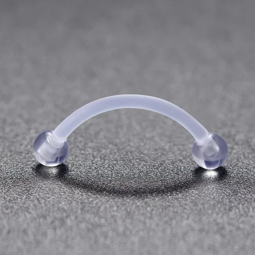 Miniatura 6 de 16G - Piercing de plástico transparente para cejas, ojos de serpiente, lengua, acrílico, bioflex, cartílago, hélix, tragus, pezón, vientre, labio