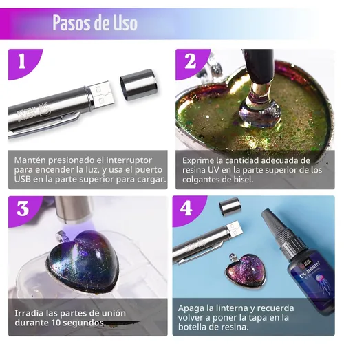 Miniatura 6 de LET'S RESIN Kit de resina para pegar con luz UV, secado y pegado en segundos, 1.06 oz, incluye linterna UV para fusión, pegamento para joyería