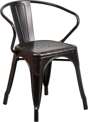 Miniatura 27 de Flash Furniture silla de metal con apoyabrazos, Metal, Negro