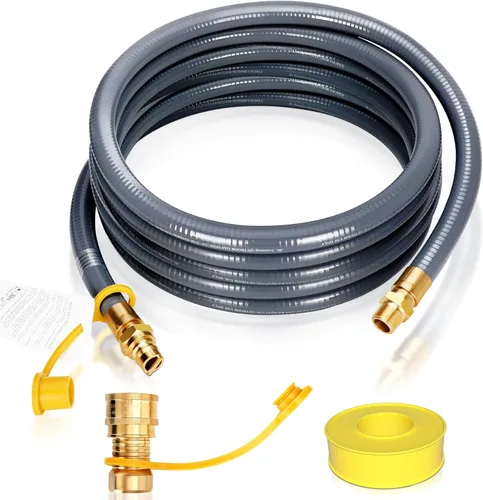 Manguera de gas natural de 3/4" para generador, manguera de gas natural de 24 pies y 3/4" ID con conexión rápida para electrodomésticos de propano