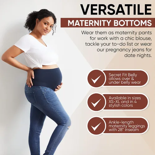 Miniatura 8 de Motherhood Maternity Jegging de mezclilla para mujer color azul índigo Azul