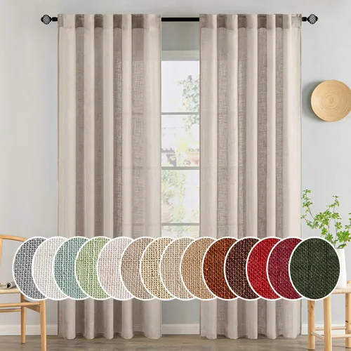 Miniatura 127 de MIULEE Cortinas de lino blanco de 108 pulgadas de largo para dormitorio, sala de estar, cortinas de ventana con textura de lino suave y grueso, Lino
