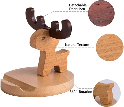 Miniatura 3 de Soporte de madera para teléfono celular, tableta, soporte de muelle, organizador de montaje en cuna, estación de carga, mesita de noche, escritorio