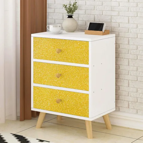 Miniatura 3 de VEELIKE Papel de contacto autoadhesivo de vinilo dorado con purpurina, papel tapiz brillante para pegar y despegar, cubierta de papel de pared