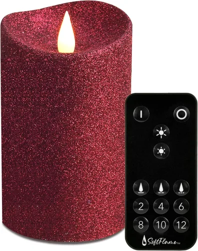 Velas LED sin llama de cera real con control remoto, 3 x 5 pulgadas, llama móvil parpadeante 3D, velas que funcionan con pilas para uso en