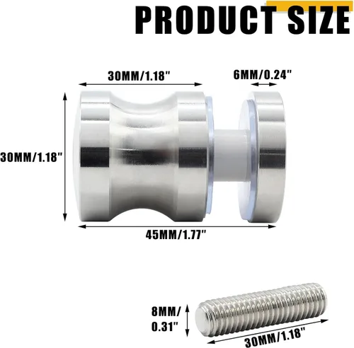 Miniatura 2 de Paquete de 2 Manijas de Puerta de Vidrio de Ducha, Pomo de Acero Inoxidable para Puertas de Ducha Tirador de Un Solo Lado Hardware para Puertas