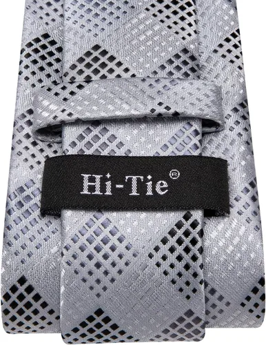 Miniatura 94 de Hi-Tie Corbatas de seda para hombre, diseño de cachemira a rayas, con bolsillo, gemelos cuadrados, conjunto formal de negocios