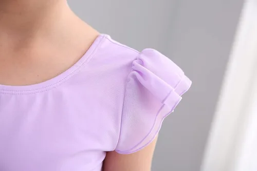 Miniatura 4 de Stelle Leotardos de ballet para niñas, leotardo de baile con falda, traje de ballet rosa, manga con volantes, vestido de baile para niños