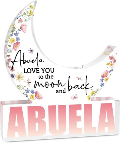 Regalos para Abuela, Regalos para Abuela de los Nietos, Decoraciones de Luna Acrílica 5.0 x 4.0 pulgadas, Día de las Madres, Navidad, Regalos de