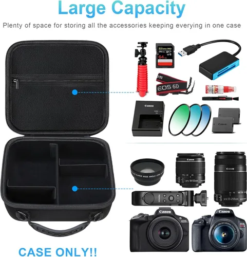 Miniatura 2 de BOVKE Funda para cámara de viaje Canon EOS Rebel T7/R50/R6 Mark II/R100/R50 V/T6/R8/R10/R5 Mark II/RP/R7/R5/T100 y otras cámaras réflex digitales