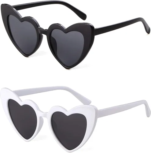 GIFIORE Gafas de sol con forma de corazón, estilo vintage, retro, de gran tamaño, con forma de corazón