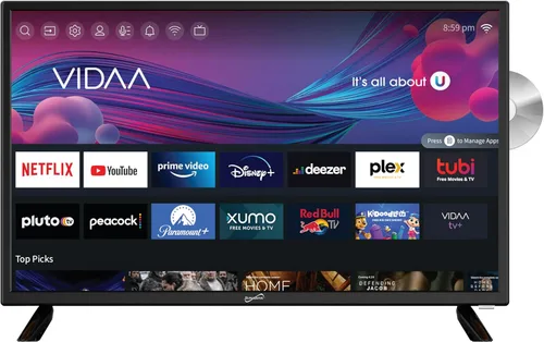 Supersonic SC-2426SDVD 24 pulgadas LED Smart HDTV con reproductor de DVD, sistema ATSC y NTSC, 3X HDMI, 1080p, WiFi, USB, OSD multiidioma,