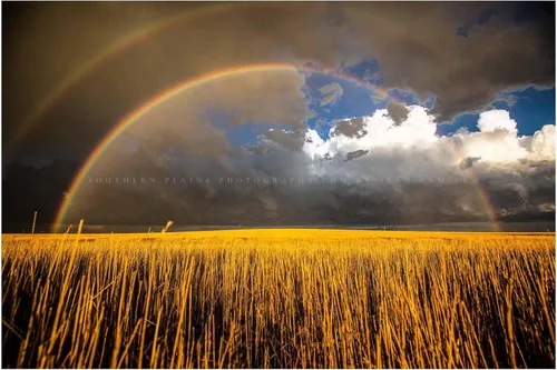 Miniatura 8 de Great Plains Photography Print (Not Framed) Picture of Double Rainbow Over Golden Wheat Field on Stormy Spring Day in Kansas Western Sky Wall Art