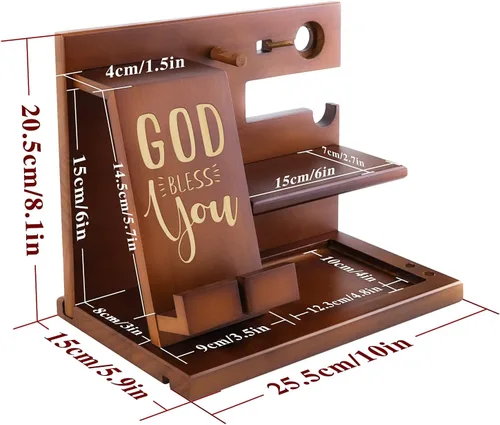 Miniatura 5 de awofer Estación de acoplamiento de madera personalizada para teléfono, versículo bíblico personalizado, regalos religiosos para hombres, múltiples