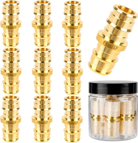 Miniatura 13 de PEX-A - Paquete combinado de accesorios de expansión – 1/2 pulgada en T y codo, paquete de 10 (5 T + 5 codos), latón sin plomo, compatible