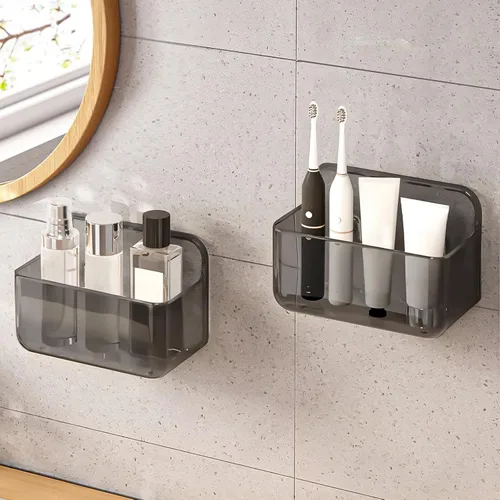 Miniatura 8 de CGBE Paquete de 2 organizadores para puerta de gabinete, estante adhesivo acrílico, almacenamiento montado en la pared, estantes de ducha