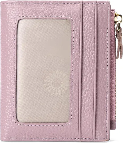 Miniatura 10 de FALAN MULE - Carteras pequeñas para mujer con bloqueo RFID, piel auténtica, cartera plegable delgada con cremallera y monedero para monedas
