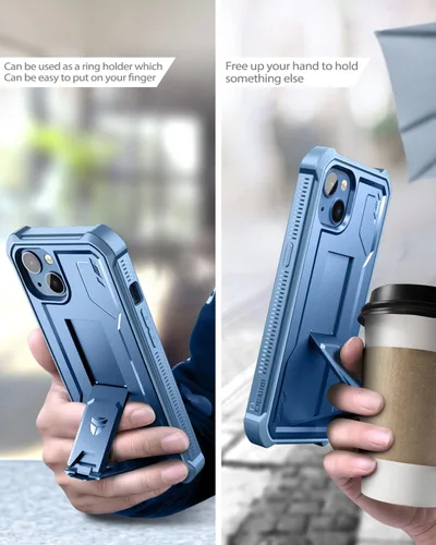 Miniatura 4 de Dexnor Funda para iPhone 14 para iPhone 13 de 6.1 pulgadas, [protector de pantalla y soporte integrados] Protección de grado militar resistente a